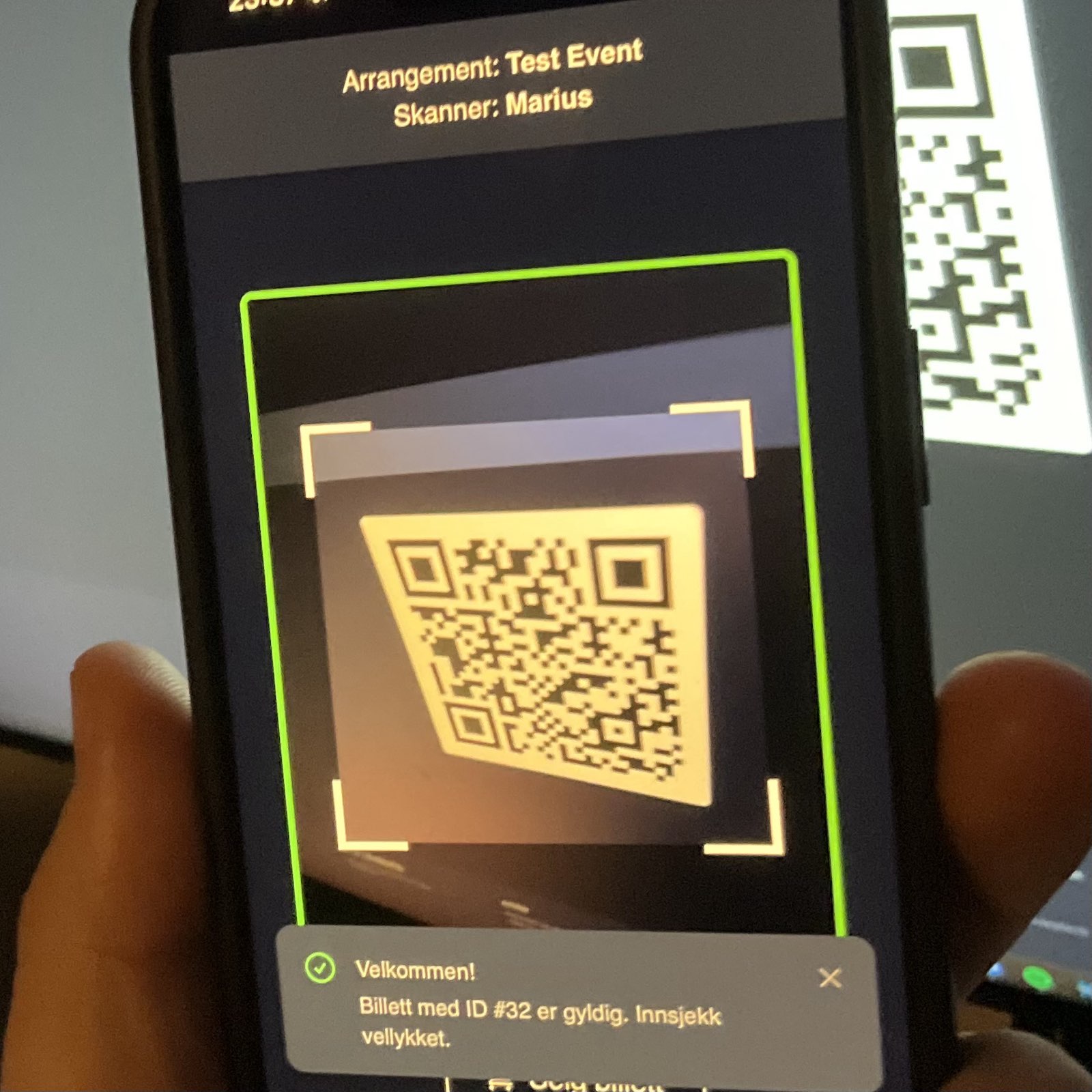 QR innsjekk screenshot